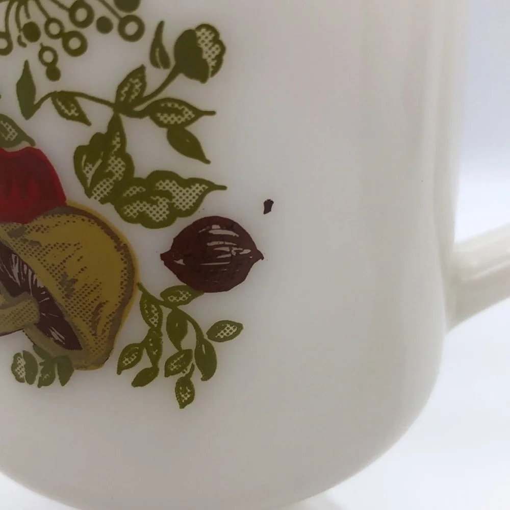 RETRO MUSHROOM PEDESTAL MILK GLASS COFFEE MUGS - SET OF 2